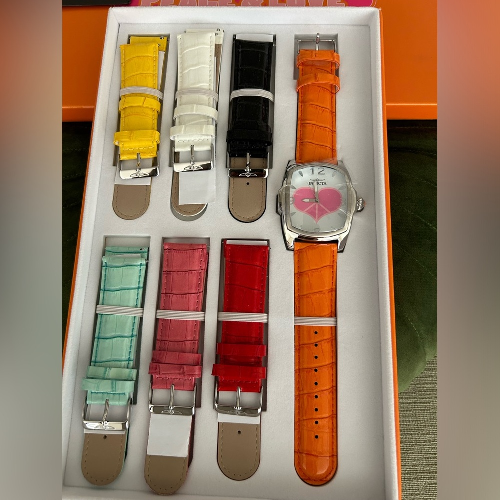 NEW INVICTA PEACE & LOVE EDITION LEATHER WATCH SET. UNISEX - Picture 3 of 4